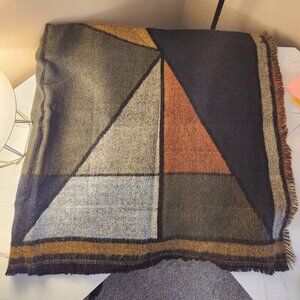 Blanket Scarf - Geometric Design - 50 in x 50 in